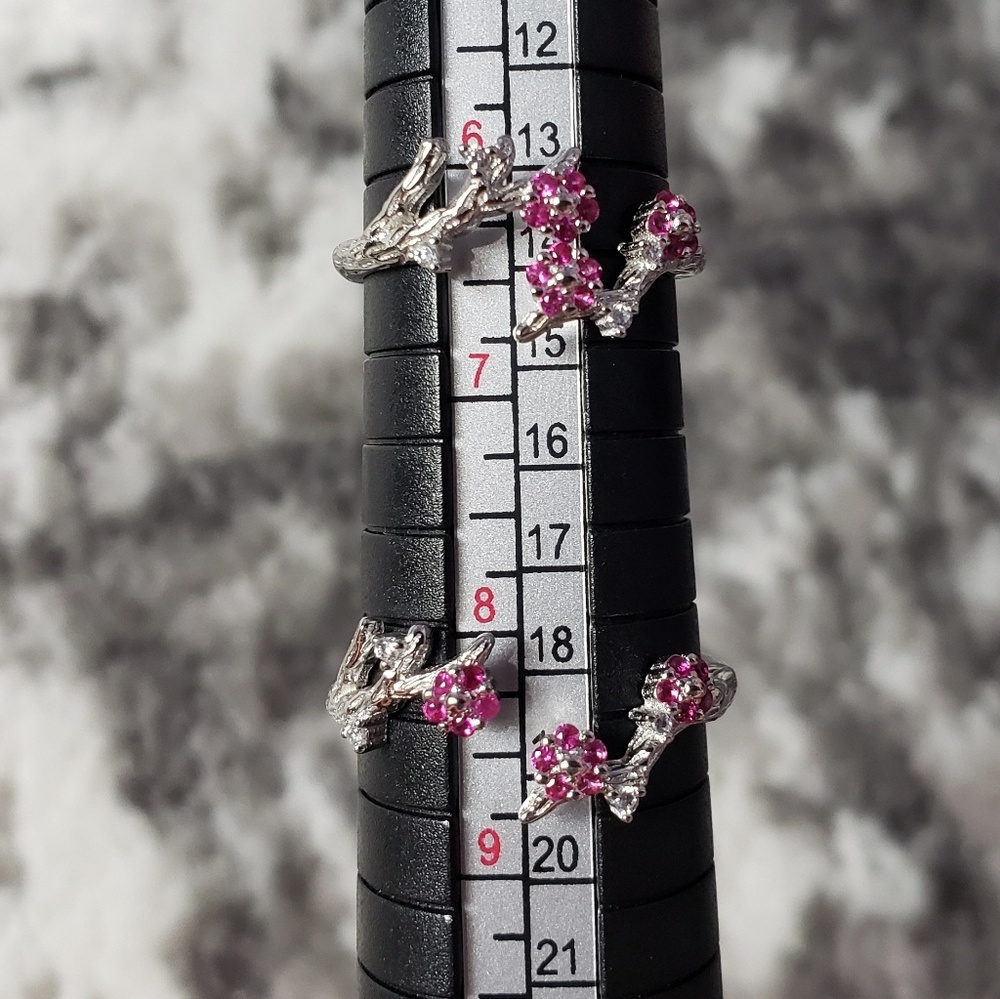 925 Silver Cherry Blossom Flower Branch Sizeable - Picture 3 of 8
